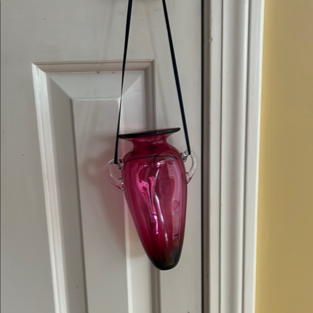 Elegant Pink Glass Hanging Vase
